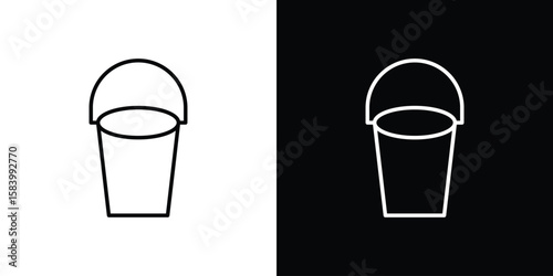Bucket icon simple vector pictogram. black and white icon concept