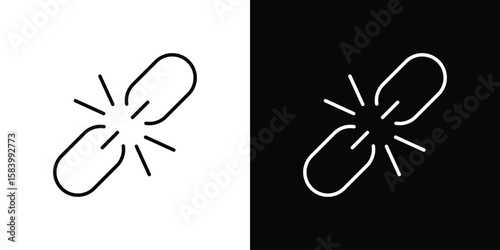 Broken link icon simple vector pictogram. black and white icon concept
