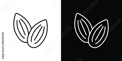 Almond icon simple vector pictogram. black and white icon concept