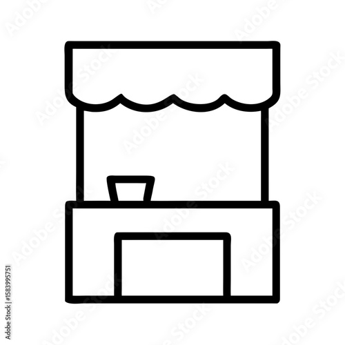 Exhibition stand outline with awning and empty display space  