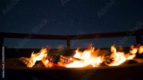 roaring fire pit under night sky lively flames