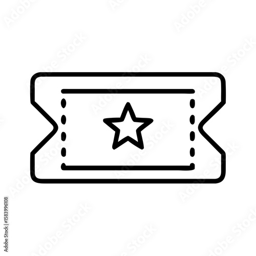 Ticket icon with star symbol in minimal line art style  