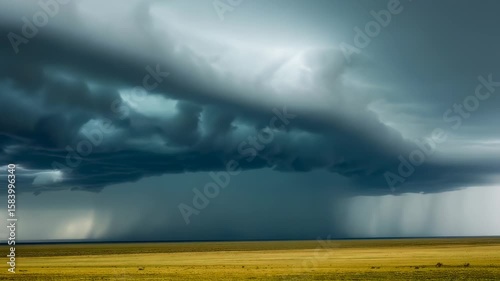 dark thunderclouds building over plains