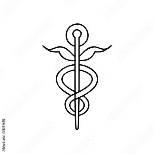 Staff entwined with a snake symbolizing healing and medicine