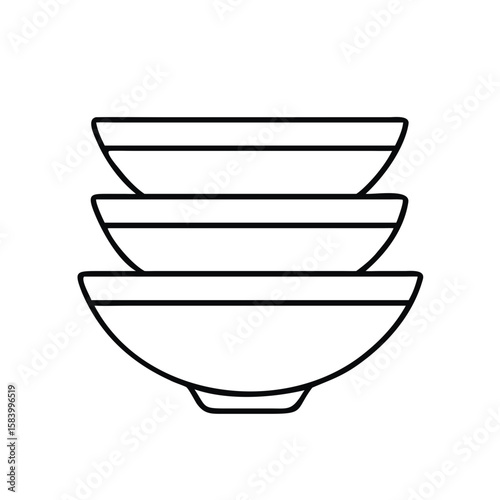 Stack of handmade bowls icon in minimalist style