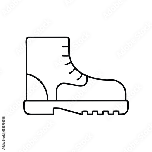 Sturdy hiking boot icon in minimalist style for outdoor activities