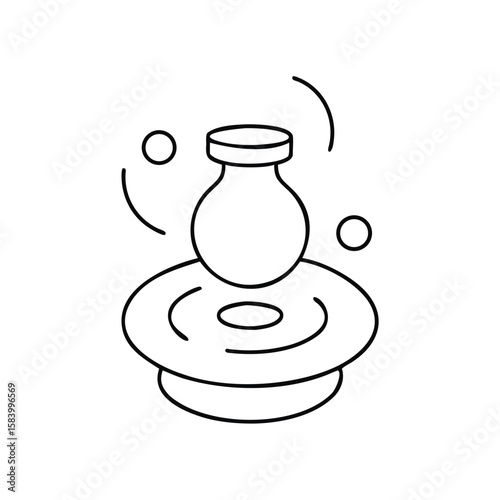Wheel-thrown pottery icon with throwing rings in motion
