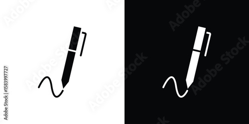 Write icon silhouette in black flat style. Graphic element