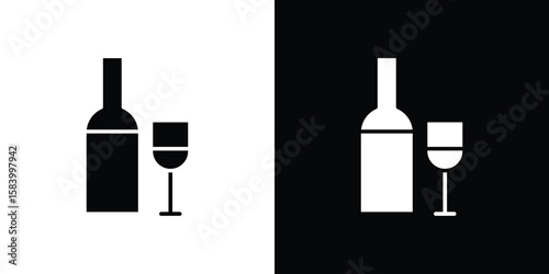 Vodka icon silhouette in black flat style. Graphic element