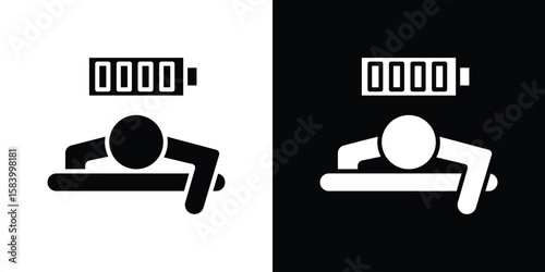 Tired person icon silhouette in black flat style. Graphic element