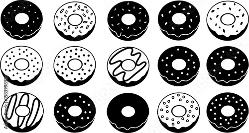 Simple donut silhouette and vector
