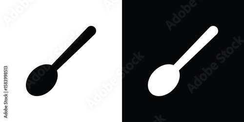 Spoon icon silhouette in black flat style. Graphic element