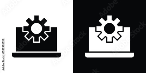 Software Engineering icon silhouette in black flat style. Graphic element