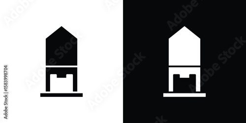 Silo icon silhouette in black flat style. Graphic element