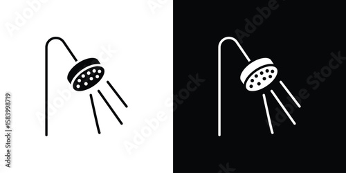 Shower Head icon silhouette in black flat style. Graphic element