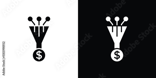 Sales funnel icon silhouette in black flat style. Graphic element