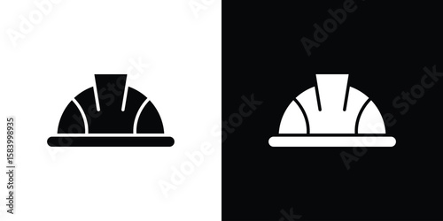 Safety helmet icon silhouette in black flat style. Graphic element