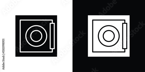 Safe icon silhouette in black flat style. Graphic element