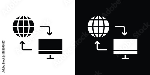 Remote Access icon silhouette in black flat style. Graphic element