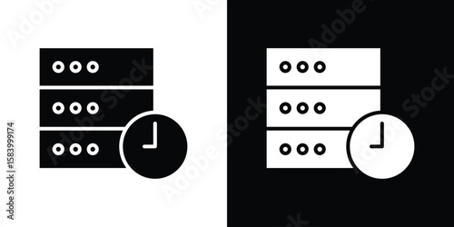 Real time data icon silhouette in black flat style. Graphic element