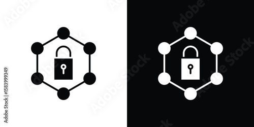 Private network icon silhouette in black flat style. Graphic element