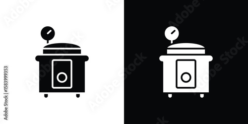 pressure cooker icon silhouette in black flat style. Graphic element