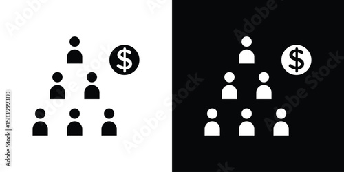 Ponzi scheme icon silhouette in black flat style. Graphic element