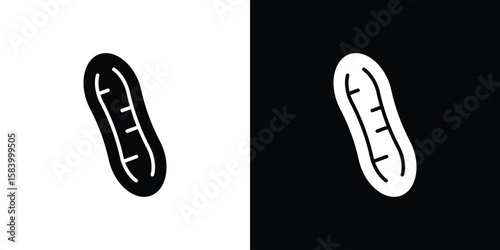 Peanut icon silhouette in black flat style. Graphic element