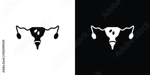 Pelvic inflammatory disease icon silhouette in black flat style. Graphic element