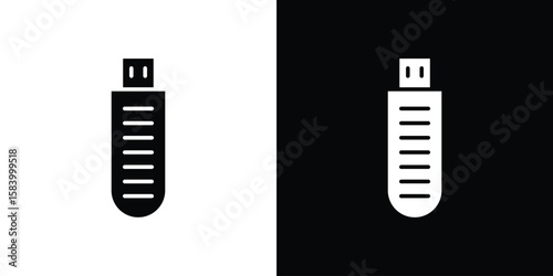Pendrive icon silhouette in black flat style. Graphic element