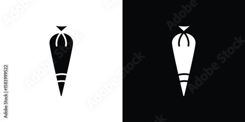 Pastry bag icon silhouette in black flat style. Graphic element