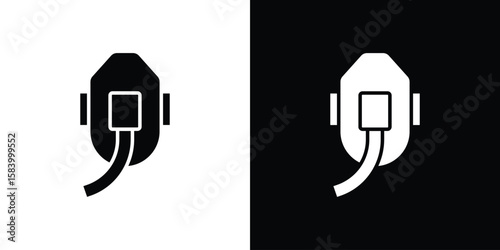 Oxygen mask icon silhouette in black flat style. Graphic element