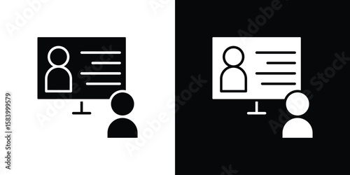 Online course icon silhouette in black flat style. Graphic element