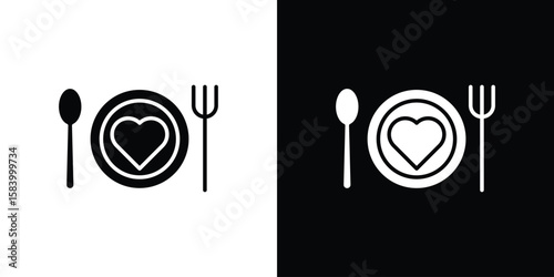 Love Plate icon silhouette in black flat style. Graphic element
