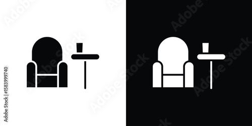 Lounge icon silhouette in black flat style. Graphic element
