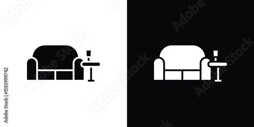 Lounge icon silhouette in black flat style. Graphic element