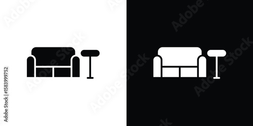 Lounge icon silhouette in black flat style. Graphic element