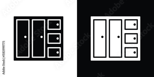 Lockers icon silhouette in black flat style. Graphic element