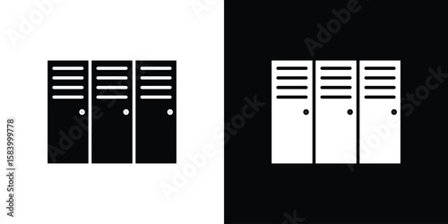 Locker icon silhouette in black flat style. Graphic element