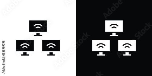 Local network icon silhouette in black flat style. Graphic element