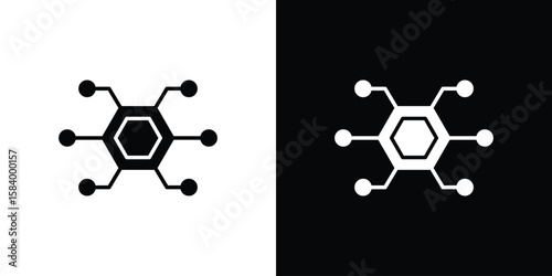Hub icon silhouette in black flat style. Graphic element