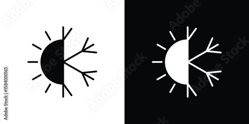 Hot and cold icon silhouette in black flat style. Graphic element