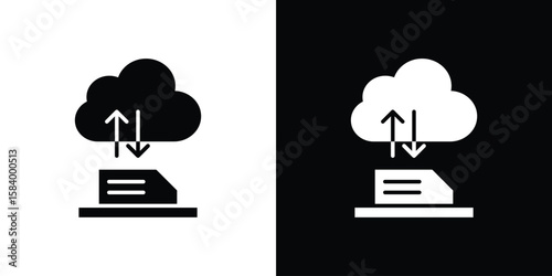 File sharing icon silhouette in black flat style. Graphic element