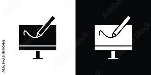Electronic signature icon silhouette in black flat style. Graphic element