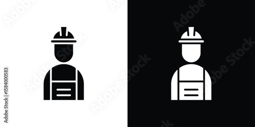 Engineer icon silhouette in black flat style. Graphic element