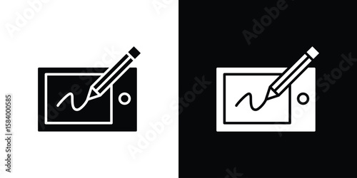 Electronic signature icon silhouette in black flat style. Graphic element