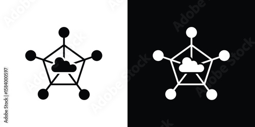 edge computing icon silhouette in black flat style. Graphic element