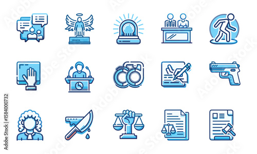 Legal justice and law icons court crime | Ai Generated Icon in EPS, JPEG and PNG Multiformate