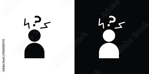 Depression icon silhouette in black flat style. Graphic element
