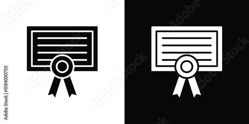 Diploma icon silhouette in black flat style. Graphic element